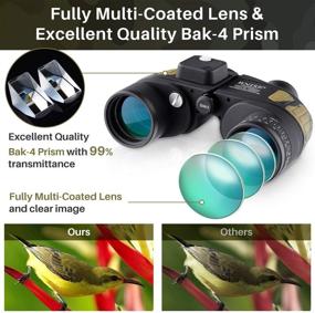 img 1 attached to 🔭 Waterproof Marine Binoculars with Rangefinder and Compass - 10X50 BAK4 Prism FMC Lens Binoculars for Hunting, Birdwatching, Boating, and More