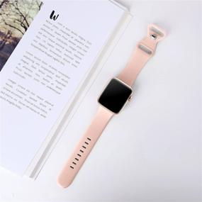 img 3 attached to Ремешки Acrbiutu: мягкий силиконовый спортивный ремешок для Apple Watch - совместим с iWatch SE Series 6/5/4/3/2/1 - светло-коричневый 38мм/40мм