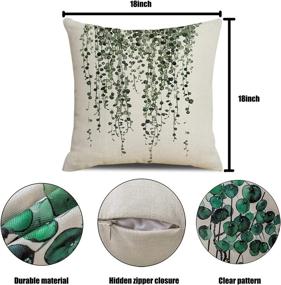 img 3 attached to 🌿 Set of 4 AFEHO Green Plants Throw Pillow Covers, 18x18 Inch Square Succulent Pillow Cases – Summer Decorative Cushion Covers for Home, Couch, Bed, Sofa, Office, Car, Patio Bench (Green Plants)