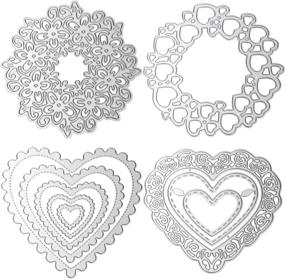 img 4 attached to Enhance your Crafting Projects with 4-Piece Heart Cutting Dies Stencils for Scrapbooking, Card Making, and More!