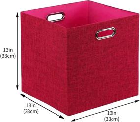 img 3 attached to 📦 Posprica 13×13 Foldable Storage Cube Baskets - Set of 4 Fabric Storage Bins, Drawer Organizers (Red & Pink)