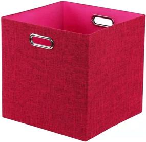 img 1 attached to 📦 Posprica 13×13 Foldable Storage Cube Baskets - Set of 4 Fabric Storage Bins, Drawer Organizers (Red & Pink)