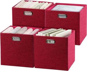 img 4 attached to 📦 Posprica 13×13 Foldable Storage Cube Baskets - Set of 4 Fabric Storage Bins, Drawer Organizers (Red & Pink)