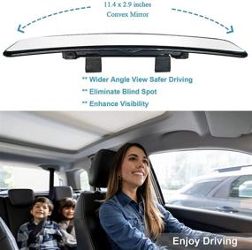 img 2 attached to Universal Car Interior Rearview Mirror Clip On – Wide Angle Convex Panoramic Rearview Mirror by KITBEST (11.4” L x 2.9” H) for Cars, SUVs, Trucks