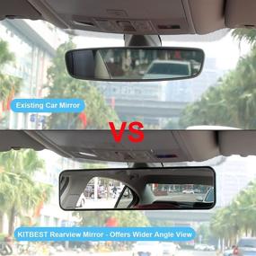 img 3 attached to Universal Car Interior Rearview Mirror Clip On – Wide Angle Convex Panoramic Rearview Mirror by KITBEST (11.4” L x 2.9” H) for Cars, SUVs, Trucks