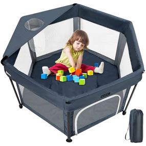 img 4 attached to 👶 Extra Large Baby Playpen by Bellababy - Portable Kids Activity Centre with Soft Mattress & Storage Bag - Lightweight, Indoor-Outdoor - Anti-Skid Pads Included