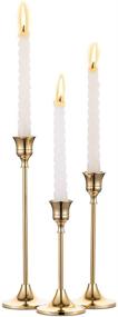 img 4 attached to 🕯️ NUPTIO Brass Gold Candlestick Holders Set - Vintage Modern Decorative Centerpiece for Table Mantel Wedding Housewarming Gift