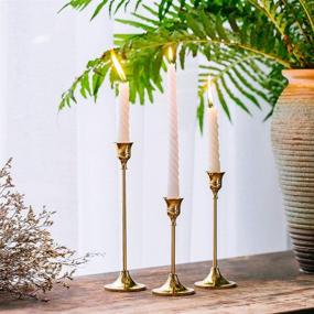 img 2 attached to 🕯️ NUPTIO Brass Gold Candlestick Holders Set - Vintage Modern Decorative Centerpiece for Table Mantel Wedding Housewarming Gift