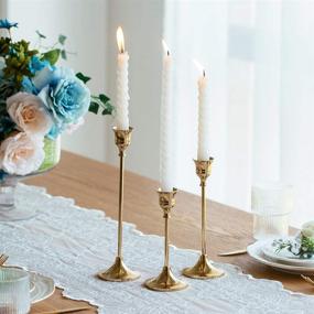img 3 attached to 🕯️ NUPTIO Brass Gold Candlestick Holders Set - Vintage Modern Decorative Centerpiece for Table Mantel Wedding Housewarming Gift