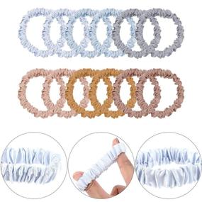 img 2 attached to 50 Satin Hair Scrunchies in 25 Elegant Colors - Skinny Elastic Hair Bands and Ponytail Holders for Women and Girls Hair Decorations