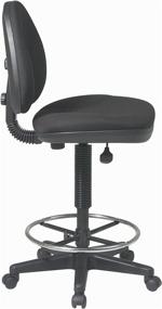 img 1 attached to 🪑 Enhance your Office Space with the Office Star Sculptured Fabric Drafting Chair - Black: Lumbar Support, Adjustable Chromed Footring & Pneumatic Function