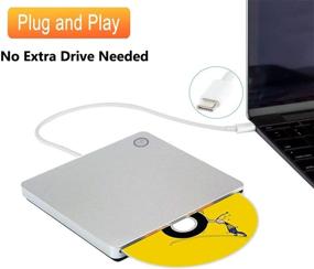 img 2 attached to 💿 BDYING External CD DVD Drive, USB C Portable USB 3.0 Type-C Smart Touch Button Slot-in CD DVD Burner Player Writer for Desktop Laptop/Mac/MacBook Pro/Air/Windows XP/7/8/10 Mac OS (Silver)