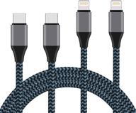 2 pack 6ft nylon braided mfi certified usb c to lightning cable - compatible with iphone 13/12/12pro/12promax/11/11pro/11pro max/xs/xs max/xr/x/8/8plus/7/7plus and more - iphone charger cable logo