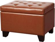 🟠 julian rectangular bonded leather storage ottoman in pumpkin orange by new pacific direct логотип