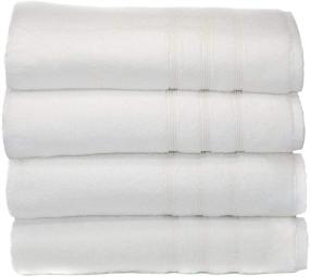 img 4 attached to MOSOBAM 700 GSM Hotel Luxury Bamboo-Cotton Bath Towels - 30X58 White - Set of 4 - Quick Dry & Soft Spa-Like Turkish Bathroom Sets - Extra Large Body Sheet Towels - Prime Bulk Clearance Offer