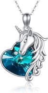 🦄 925 sterling silver unicorn pendant necklace with crystal - justkidstoy unicorn necklace for women girls, ideal birthday gift logo