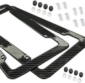 img 4 attached to 🏎️ BLVD-LPF OBEY YOUR LUXURY Carbon Fiber License Plate Frame Set - [Pack of 2] Plastic, Glossy Finish, Front &amp; Rear Number Plate Frame, w/Fasteners, Screws , Automotive Accessories