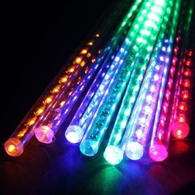 img 1 attached to Captivating LED Meteor Shower Rain Lights: 30cm, 8 Tubes, 192 Leds - Waterproof Outdoor String Lights for Holiday Wedding Xmas Tree Decor