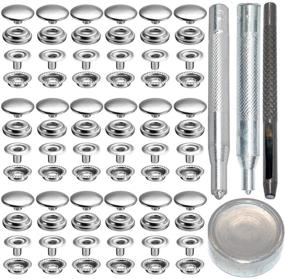 img 4 attached to 72pcs 15MM Stainless Steel Fastener Snap Press Stud Button Set for Marine Boat Canvas with Punching Tool Kit - Silver, 4 Components, 18pcs Each