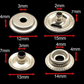 img 3 attached to 72pcs 15MM Stainless Steel Fastener Snap Press Stud Button Set for Marine Boat Canvas with Punching Tool Kit - Silver, 4 Components, 18pcs Each