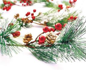 img 2 attached to 6ft Unlit Christmas Garland with Winter Red Berries, Pine Cones, Evergreen Pine Needle - Festive Holiday Decoration for Kitchen, Bar, Fireplace, Indoor, Outdoor Greenery - Snowy Xmas Decor