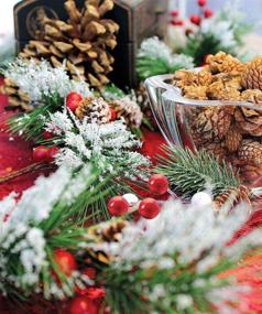 img 1 attached to 6ft Unlit Christmas Garland with Winter Red Berries, Pine Cones, Evergreen Pine Needle - Festive Holiday Decoration for Kitchen, Bar, Fireplace, Indoor, Outdoor Greenery - Snowy Xmas Decor