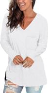 👚 caloer women's casual long sleeve v neck oversized sweatshirts with pocket - trendy tunic tops for stylish comfort logo