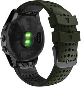 img 2 attached to 📌 Многоцветные силиконовые ремешки Abanen Quick Release Fit для часов Garmin Fenix 5, Fenix 6, Approach S62, Instinct - 3 шт. Мягкие спортивные гидрофильные ремешки для запястья