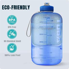 img 1 attached to 💧 128 oz BPA-Free Large Motivational Water Bottle with Time Marker - Leakproof Big Plastic Water Jug for Fitness, Gym, and Outdoor Activities - Women/Men's 1 Gallon Sports Water Bottle