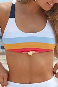 img 1 attached to 👙 Stylish Striped Waist Bathing Suits - Women's Clothing, Swimsuits, and Cover Ups