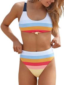 img 4 attached to 👙 Stylish Striped Waist Bathing Suits - Women's Clothing, Swimsuits, and Cover Ups
