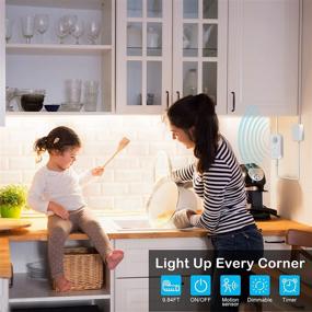 img 3 attached to 💡 Enhance your Spaces with Motion Sensor Under Cabinet Lights: LED Strip Lights with Power Adapter, Dimmer, and Timer – Ideal for Kitchen, Counter, Shelf, Showcase, Stairway, Bedroom, Corridor, Washroom