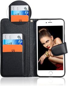 img 1 attached to 📱 FLYEE iPhone 7 Plus/8 Plus Wallet Case for Women - Premium Leather Flip Cover with Card Holder, Kickstand, and Wrist Strap