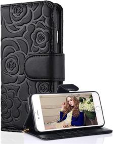 img 4 attached to 📱 FLYEE iPhone 7 Plus/8 Plus Wallet Case for Women - Premium Leather Flip Cover with Card Holder, Kickstand, and Wrist Strap