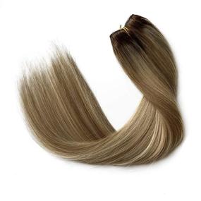 img 3 attached to 🌟 Halo Hair Extensions - Ombre Ash Brown to Dirty Blonde with Platinum Blonde Highlights. Remy Crown Hair Extensions with Invisible Wire Fish Line - 14 inch, 70g Straight Human Flip on Hair Extensions