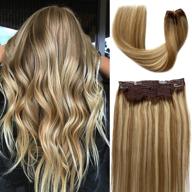 🌟 halo hair extensions - ombre ash brown to dirty blonde with platinum blonde highlights. remy crown hair extensions with invisible wire fish line - 14 inch, 70g straight human flip on hair extensions logo