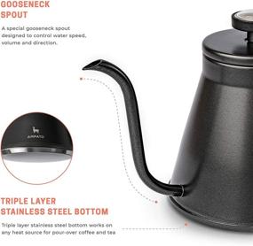 img 2 attached to ☕ AMPATO Gooseneck Kettle - Pour Over Kettle with Thermometer - Barista Quality - Drip Coffee and Tea Brewing on all Stovetops - 36 floz - Triple Layered Stainless Steel Bottom
