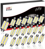 🔦 20pcs 42mm 1.65" 8smd 6000k festoon led interior map dome door lights bulbs 578 211-2 212-2 569 6451 by ledkingdomus (white) logo