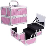 💄 joligrace portable makeup train case with lock and mirror - pink, 2-tier jewelry organizer, carrying handle, and key-locked cosmetic storage box logo