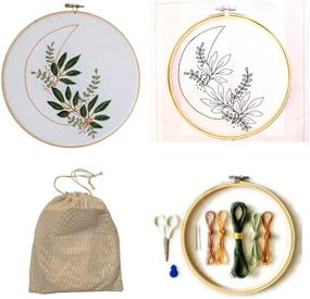 img 4 attached to 🌙 Modern Moon and Floral Embroidery Starter Kit - Stamped Pattern, DMC Thread Floss, Bamboo Hoop - Fun DIY Craft Hobby for Adults by Stitch Art Therapy