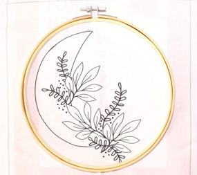 img 1 attached to 🌙 Modern Moon and Floral Embroidery Starter Kit - Stamped Pattern, DMC Thread Floss, Bamboo Hoop - Fun DIY Craft Hobby for Adults by Stitch Art Therapy