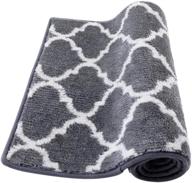 🧽 washable kitchen rugs and mats – non-slip microfiber trellis runner for bathroom, living room, entryway – absorbent bath rugs – grey-quatrefoil design – size: 20"x32 logo