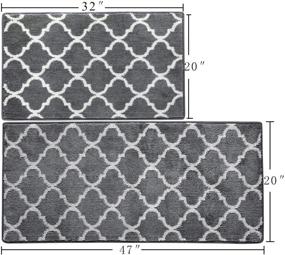 img 1 attached to 🧽 Washable Kitchen Rugs and Mats – Non-Slip Microfiber Trellis Runner for Bathroom, Living Room, Entryway – Absorbent Bath Rugs – Grey-Quatrefoil Design – Size: 20"x32