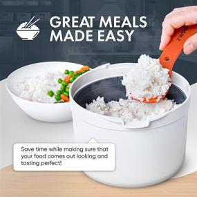 img 3 attached to 🍚 Zwippy Microwave Rice and Pasta Cooker - Convenient All-in-One Container for Easy Cooking and Reheating of Vegetables, Oatmeal, Soups, and More - Includes Rice Spoon & Measuring Cup - Dishwasher Safe