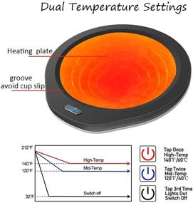 img 3 attached to Черный подогреватель чашек для стола с 2 режимами температуры и автоматическим выключением - идеальный чашечный подогреватель для офиса и домашнего использования