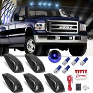 🚚 black smoked cab maker blue light assembly - hocolo roof running light cover base with blue t10 led light bulbs replacement and switch set for pickup trucks logo