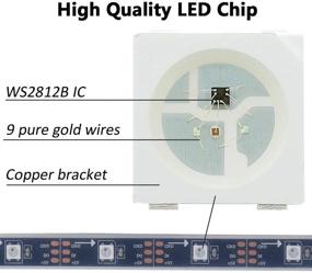 img 3 attached to CHINLY WS2812B гибкая ленточная светодиодная лента 16,4 фута/5 метров, индивидуально адресуемая RGB 5050 мечтательного цвета, 30 светодиодов/метр, влагозащищенная IP67, черная печатная плата для DC5V.