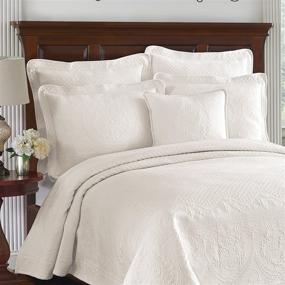 img 3 attached to Charming King Charles Modern Farmhouse Floral Matelasse Coverlet from HISTORIC CHARLESTON Collection, Full/Queen Size, Ivory