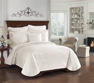 charming king charles modern farmhouse floral matelasse coverlet from historic charleston collection, full/queen size, ivory logo