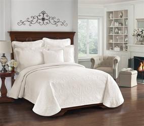 img 4 attached to Charming King Charles Modern Farmhouse Floral Matelasse Coverlet from HISTORIC CHARLESTON Collection, Full/Queen Size, Ivory